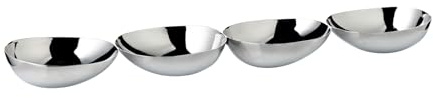EDZARD 4-Fach Snackschale Luma (Ø 7 cm, L 38 cm) | Servierschalen auf Tablett in Edelstahl, Dekoschale, Obstschalen, Servierschüssel