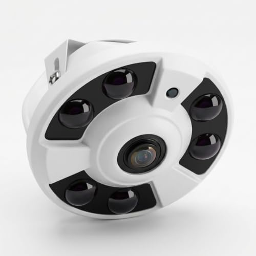 REVODATA 5MP Fisheye POE IP Camera, 1.7mm Lens(170° FOV), 6 Array IR LED Night Vision, Indoor Dome Surveillance Cam Motion Detection, PC/Phone App(IF02-P-TS)