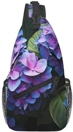 LLKGOT Sac à bandoulière violet hortensia pour homme et femme, adapté pour les sacs de fitness et les randonnées