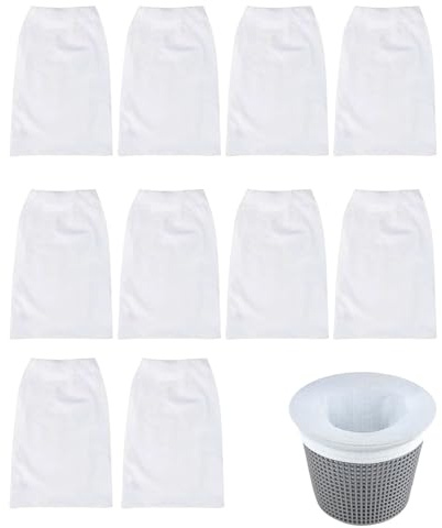 HJDJBD 10 Stück Pool Skimmer Socken,Skimmer Socken Schwimmbad,Wiederverwendbare Skimmersocke,Filtersocken Filtereinsatz Skimmersocken,für Skimmer Pool Teich Reinigung Schmutz Und Blättern