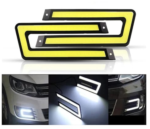 Amxaqjc Phare Avant Feu De Voiture À LED COB En Forme De U, Feu De Jour À LED, Feu De Brouillard Pour Conduite Automobile, 1 Paire Principal Phare