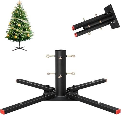 Christbaumständer Weihnachtsbaumständer, Universeller Robuster klappbarer Weihnachtsbaumständer aus Metall für Baumstämme mit Durchmesser als 5.5cm für 122-305cm künstliche Weihnachtsbäume/Schwarz