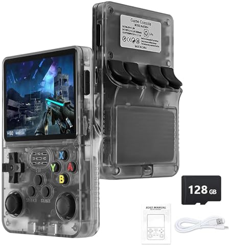 R36S Retro Handheld Game Console - 21,000+ Classic Games, 3.5 IPS Screen, 64GB/128GB, Portable Linux Gaming Device (128g-black)