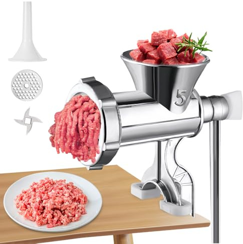 HOVCEH Meat Grinder Manual, Manual Meat Grinder, Mincer Machine, with Sausage Stuffer, Meat Mincers for Home Use, Sausage Maker Machine for Meat, Pepper, Vegetable