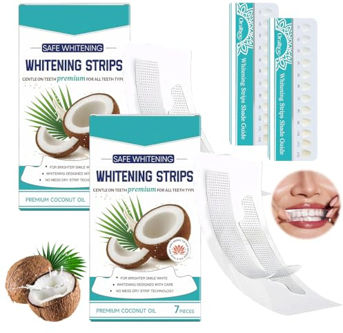 Teeth Whitening Strips, Zahnaufhellung, mit Natürliche Kokosformel Zahnschmelz Schnelles Entfernen Zahnflecken, Sanfte Aufhellung für ein strahlendes Lächeln (28 Stripes)