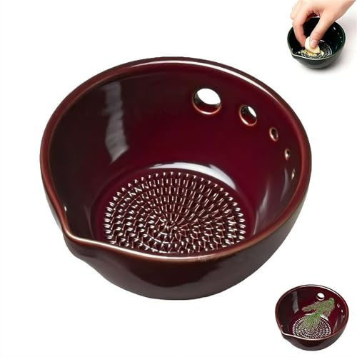 2-in-1 Porzellan-Kräuter-Abisolierschüssel Knoblauchreibe-Werkzeug, Keramik-Knoblauchmahlen, multifunktionale Knoblauchmühle, Schüssel, Küchenvorbereitungswerkzeug für Ingwer, Knoblauch, Käse und