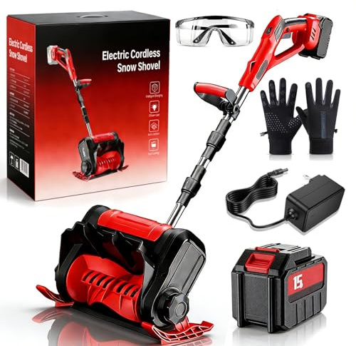 Brushless Electric Cordless Snow Shovel with Ice Scraper, 2026 Upgraded 1200W Powerful Snow Blower with 2X 4.0Ah Battery, 30FT Throw Distance, for Pathway, Patio, Driveway Snow Removal (Bat*1)