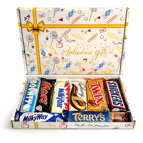 Chocolate Gift Box – Assorted Chocolate Bar Selection Hamper with 8 Full Size Bars, Letterbox Friendly Sweet Hamper, Birthday Chocolate for Men Women & Kids