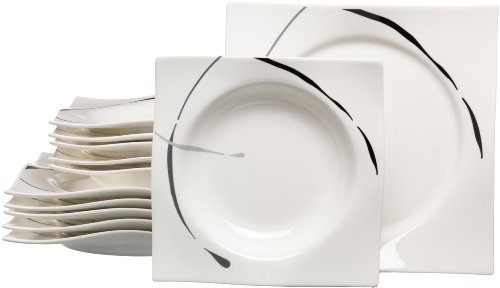 Ritzenhoff & Breker Tafelservice Dacapo, 12-teilig, Porzellangeschirr, Grau,schwarz