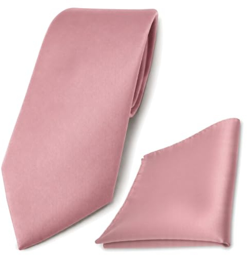 TigerTie Krawatte & Einstecktuch Set Herren Hochzeit Business Klassik 8 cm Polyester