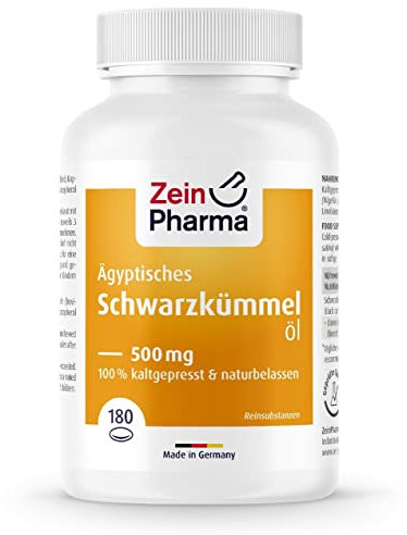 ZeinPharma Ägyptisches Schwarzkümmelöl Softgel-Kapseln 500 mg, 180 kaltgepresst und naturbelassene Kapseln aus Original Nigella sativa Öl aus Ägypten