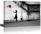 Piy Painting Banksy Impression sur toile de Fille avec Ballon Rouge, Art Graffiti HD Image Peinture Tableaux de la Mur Imperméable prete à poser Décor Moderne pour la Salle Chamber Cadeau 30x40cm
