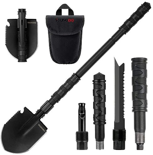 YOUNGDO Klappspaten 14 Funktionen, Multifunktional- KlappSchaufel von 3 Längen-Kombinationen, rostfrei Spaten aus Premiumer legierter Stahl, Abnehmbar Schneeschaufeln für Überleben/Garten/Camping
