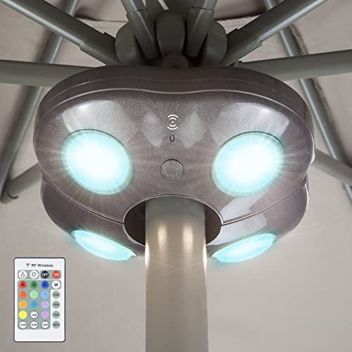 HONWELL LED Cantilever Outdoor Parasol Umbrella Light - Dimmable, Battery Operated, 12 Color Changing with RF Remote