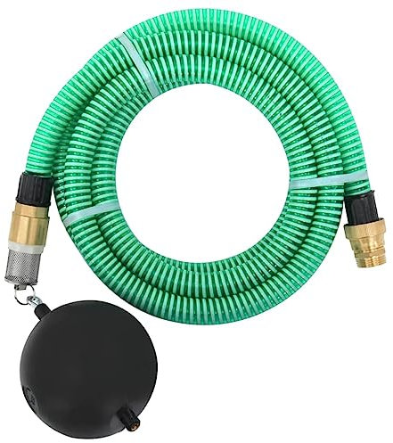 vidaXL Tuyau d'Aspiration avec Raccords en Laiton Pompe de Jardin Tuyau d'Arrosage Installations d'Eau Domestique Filtres à Eau Vert 1,1 15 m PVC