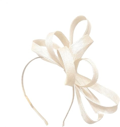 Caprilite Vegansk sinamay fascinator pannband bröllopsring damer dag Ascot tävlingar, Grädde, en storlek