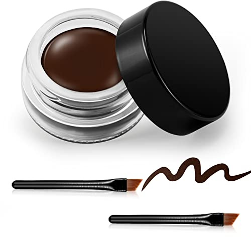 Erinde Brown Gel Eyeliner, Waterproof Cream Eyeliner Gel Pot, High-Intensity Pigments Long Lasting Smudge-Proof Eye Liner Eyebrow Makeup, Waterline Matte Eye Liner with 2PCS Brushes, 06 Brown