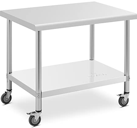 Royal Catering Edelstahltisch mit Rollen 70 x 100 cm 155 kg Tragkraft Arbeitstisch