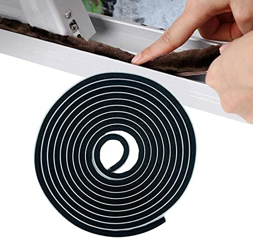 Guarnizione a Spazzola Paraspifferi 10M, 9mm(L) X 5mm(P), Nero, Autoadesiva