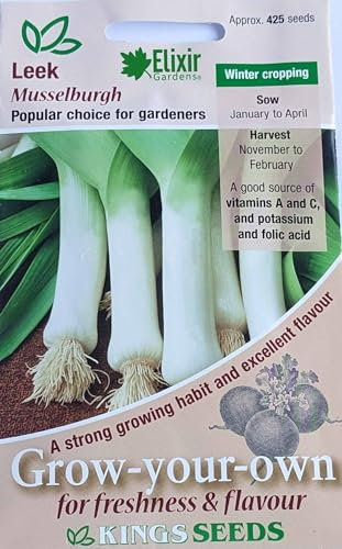 Elixir Gardens Vegetable Seeds Packets UK |Over 40 Various Types Mix and Match | High Yield Excellent Germination from Kings Seeds | Leek Musselburgh