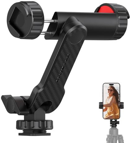 ATUMTEK Adattatore di montaggio del treppiede per telefono, adattatore treppiede per smartphone con 2 zoccoli freddi e una vite da 1/4, girevole a 360° pinza per telefono treppiede, supporto per
