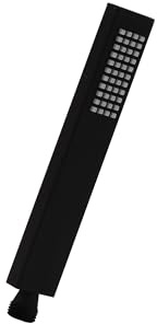 Ramon Soler - Ducha de Mano Rectangular de Latón Negro Mate, 1 Función, Diseño Moderno para Baño, Alta Durabilidad y Estilo Elegante