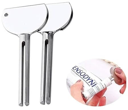 NestNook Zahnpastatube-Ausdrücker – Edelstahl-Tubenroller, Metalltubenpresse, Zahnpasta-Sitzhalter, Ständer (Silber 2 Stück)