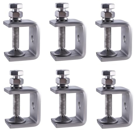 CNCYEAH Lot de 6 serre-joints en C en acier inoxydable 304 - Pince à support réglable de 0 à 25 mm - Ouvertures de pin réglables - Pince pour le travail du bois pour soudure, outils, bricolage,