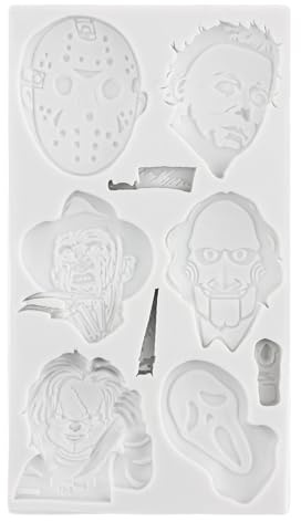 MINFEIDMS Stampi in silicone con personaggi horror, personaggi del film spaventoso, per Halloween, decorazione torte, cupcake, caramelle, cioccolato, pasta di gomma, argilla polimerica