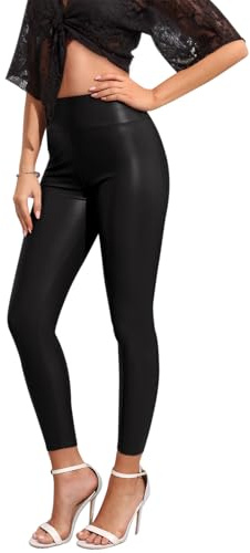 Zhiaek Leggins Cuero Mujer Push Up Pantalon Polipiel Mujer Cintura Alta Pantalón Elásticos Leggins Termicos Invierno Disfraz Halloween