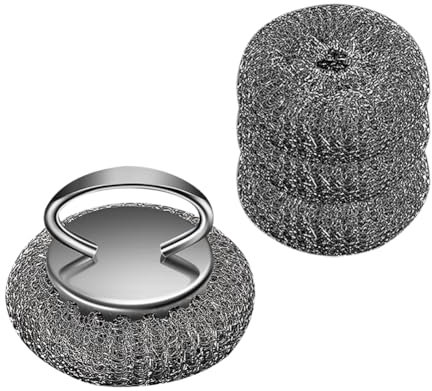 Stahlwolle Schrubber,Topfreiniger Edelstahl Scheuerspirale Reinigungsbürste für LöSt HartnäCkige Flecken In Der KüChe Oven die Reinigung von Töpfen Pfannen Grills Spüle Reinigung(Typ1+3 Bürstenköpfe)