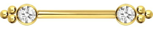 PIERCINGLINE Titan Barbell mit Push Fit KRISTALL + KUGELDREIECK Brustwarzenpiercing Nippelpiercing Farb & Größenauswahl