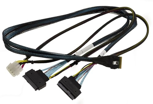 KALEA-INFORMATIQUE Cable PCIe 4.0 con conectores Slim SAS SFF-8654 8i de 74 patillas a 2x SFF-8639 de 68 patillas U2 U3 de 70 cm de longitud | Cable PCIe 4.0 Slim SAS SFF-8654 8i a dos conectores U.2/U.3 SFF-8639.