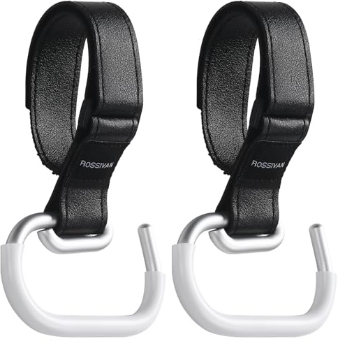 ROSSIVAN Buggy Clips, Premium 2 Pack Pram Hooks for Bags - Universal Fit for All Strollers, Prams, and Pushchairs - Keep Your Hands Free