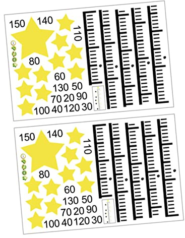 Wachstumstabelle Sternenmotiv 2 Bögen Pvc Wandaufkleber für Kinder | Höhenmessung und Aufzeichnung, für Kinderzimmer und Kindergarten, Feine Bildqualität