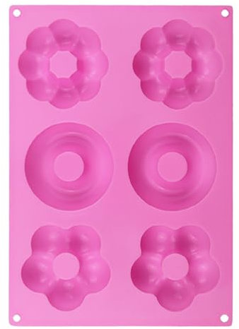 Qkbuza Moule Donuts Silicone 6 Cavités Moule A Donuts Silicone, Moule Muffins Silicone, Antiadhésif Plateau de Cuisson Moules à Beignets pour La Fabrication de Beignets Gâteau