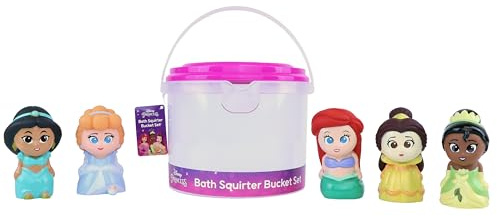 Disney Princess – Ensemble de 5 seaux de Bain – Jouets de Bain pour bébés et Tout-Petits – Comprend Un Seau de Rangement – Rangement des Jouets d'eau pour l'heure du Bain