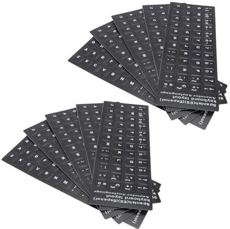 DIYEAH 10 Stück Spanisch Tastaturaufkleber PVC Fremdsprachen Keyboard Schutz Schwarz Weiß Sprachumwandlung Für Pc Laptop Büro Lernen