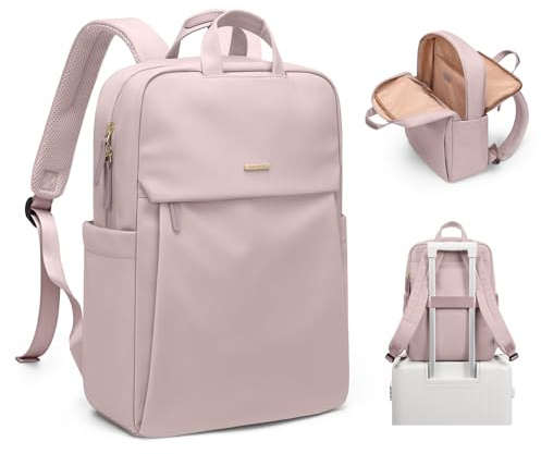 GOLF SUPAGS Laptop ryggsäck för kvinnor casual dagryggsäck för resor arbete skolryggsäck tonåring lämplig för 15,6 tums bärbara datorer (rosa grå)