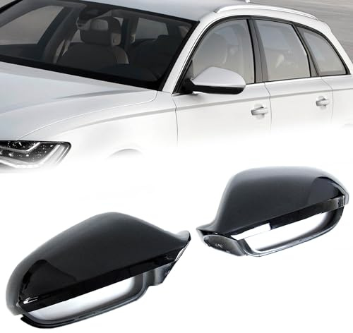 L+R Schwarz Spiegelkappen Außenspiegel Mirror Covers Ohne Spurwechselassistent für AUDI A6 C7 4G S6 RS6 Allroad Avant 2011-2019