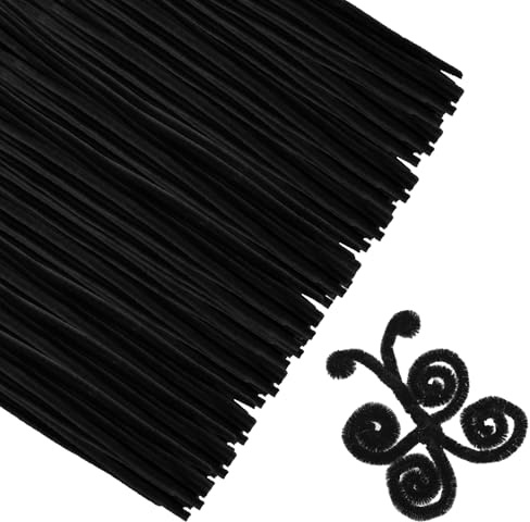 Pfeifenreiniger,200 Stück Pfeifenputzer,Pfeifenputzer Zum Basteln,Pfeifenreiniger Schwarz - Chenilledraht,Ideal Für Diy & Weihnachtsdekoration Blumen Tier Dekorationen