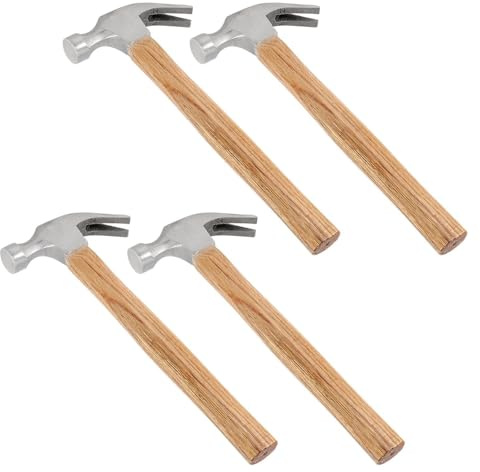 KOHAND 4 PCS 16 OZ Rip Claw Hammer, 12 Inches Long Wood Handle Claw Hammer, Steel Hammer Head and Shock Reduction Handle Framing Hammer for Woodworking, Pulling Nails
