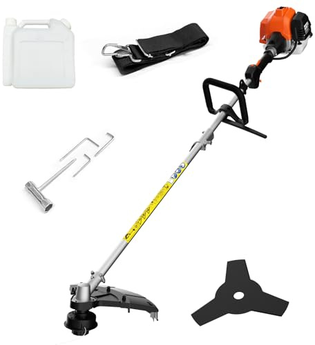 MAXLANDER 26cc Gas Weed Wacker, 2-in-1 Multi Tools, String Trimmer 17-Inch with 10-Inch Brush Cutter, Use 2 Cycle Air-Cooled Engine with Rubber Handle & Shoulder Strap Included, for Mowing Lawns