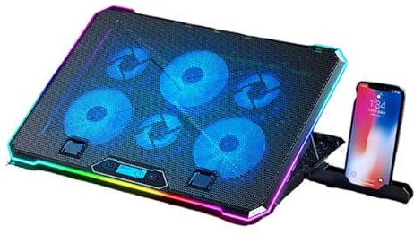 VBESTLIFE Base di Raffreddamento per Laptop da Gioco con 10 Ventole Silenziose, Altezza Regolabile su 8 Livelli e 5 Impostazioni di velocità, Dispositivo di Raffreddamento per Laptop con (13 tifosi)
