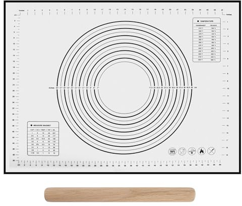 Silikonmatte Backmatte Groß 80 x 60CM Antihafte Rutschfeste Backunterlage | Teigmatte mit Messung Nudelholz für Fondant Gebäck Pizza(Schwarz)