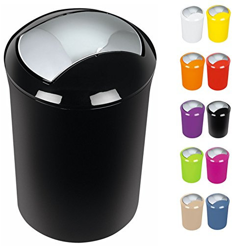 Spirella Design Kosmetikeimer 10.14388 Sydney Bad Treteimer Schwingdeckeleimer Abfallbehälter mit Schwingdeckel 5 Liter (ØxH): 19 x 30 cm Schwarz