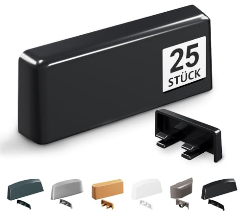VOOXA 25St Wasserschlitzkappen für Schlitzen 20-34x5mm Schwarz RAL9005 | Standard-Typ für Schlitzfräsungen | passend für Fenster & Türen | einfache Montage