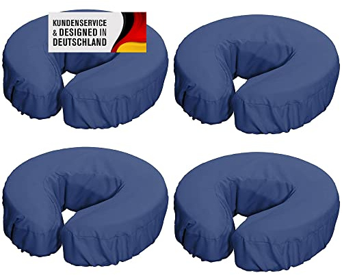 Kopfpolsterbezüge Set für die Massage aus Mikrofaser mit Gummizug - Kopfstützenbezug maschinenwaschbar für Massageliegen - Der perfekte Schutz für Kopfpolster und Nackenkissen (4er Set, Blau)