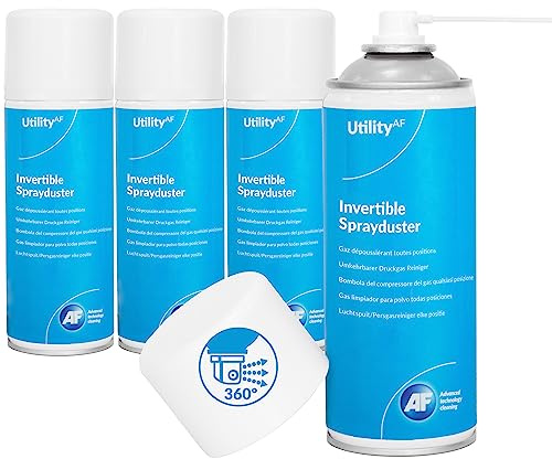 AF Invertible Sprayduster Air Duster Compressed Gas, 4 x 200ml Pack | Flammable, Removal of Dust and Debris from Electronics, HFC200UT4PK