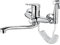 Ibergrif M13150-1, Wasserhahn Wandmontage Mit Spritzpistole(1.5M Gedehnt Werden) - Küchenarmatur Wandmontage 360° Drehbar Lange Auslauf, Spültischarmatur Küche Messing Chrom, Silber